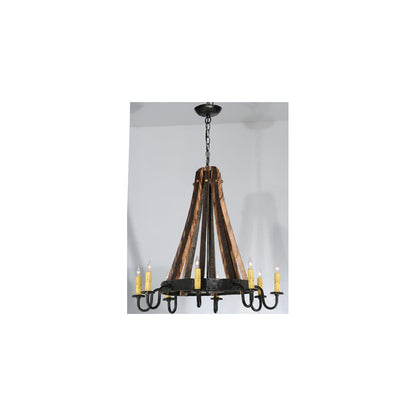 Barrel Stave Madera 8 Light 27" Wide Taper Candle Style Chandelier