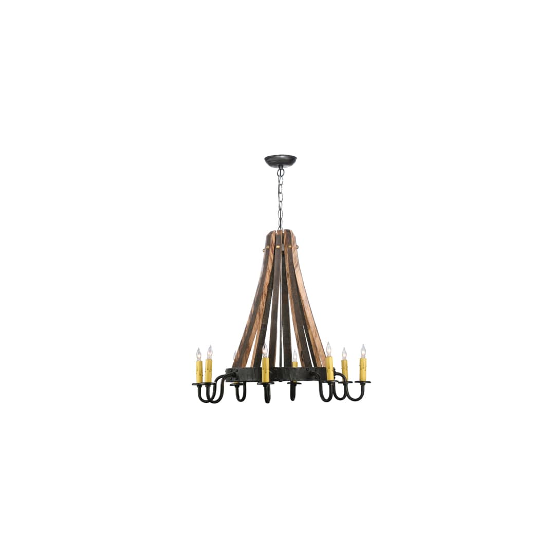 Barrel Stave Madera 8 Light 27" Wide Taper Candle Style Chandelier