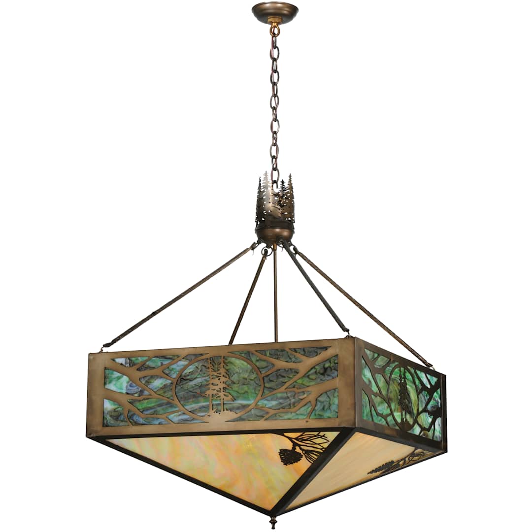 28.25" Square Balsam Pine Tree Inverted Pendant