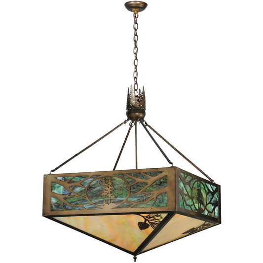 28.25" Square Balsam Pine Tree Inverted Pendant