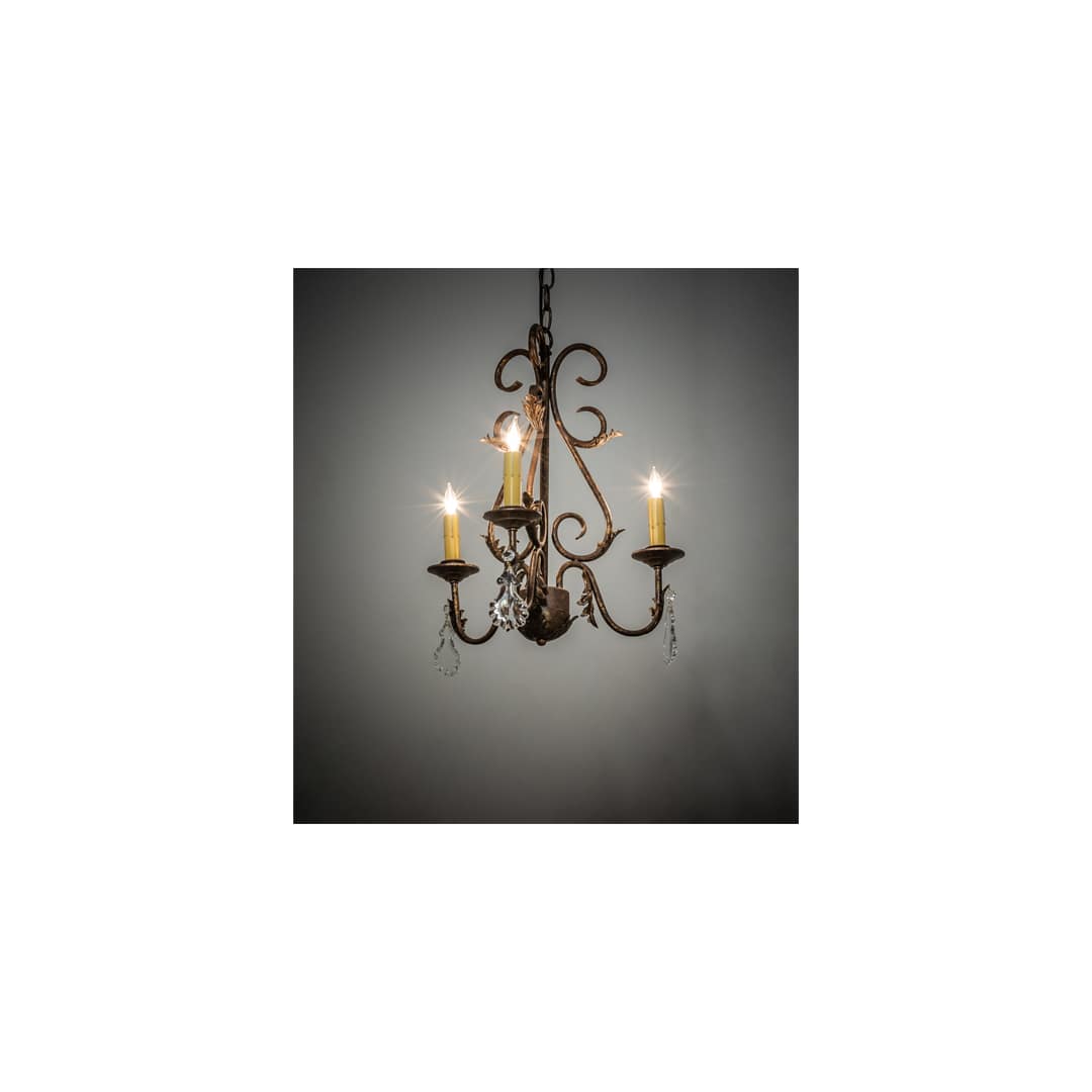 French Elegance 3 Light 18" Wide Crystal Candle Style Chandelier