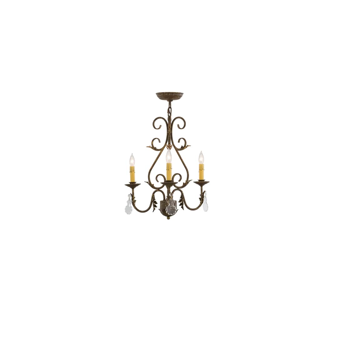 French Elegance 3 Light 18" Wide Crystal Candle Style Chandelier
