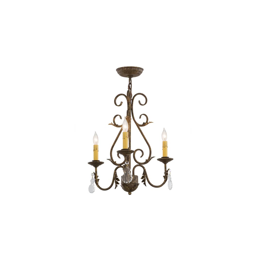 French Elegance 3 Light 18" Wide Crystal Candle Style Chandelier