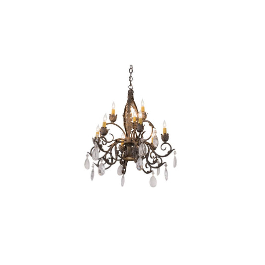 New Country French 9 Light 26" Wide Crystal Candle Style Chandelier