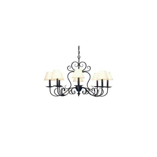 Corrina 8 Light 36" Wide Chandelier with Cream Textrene Shades - Blackwash Finish