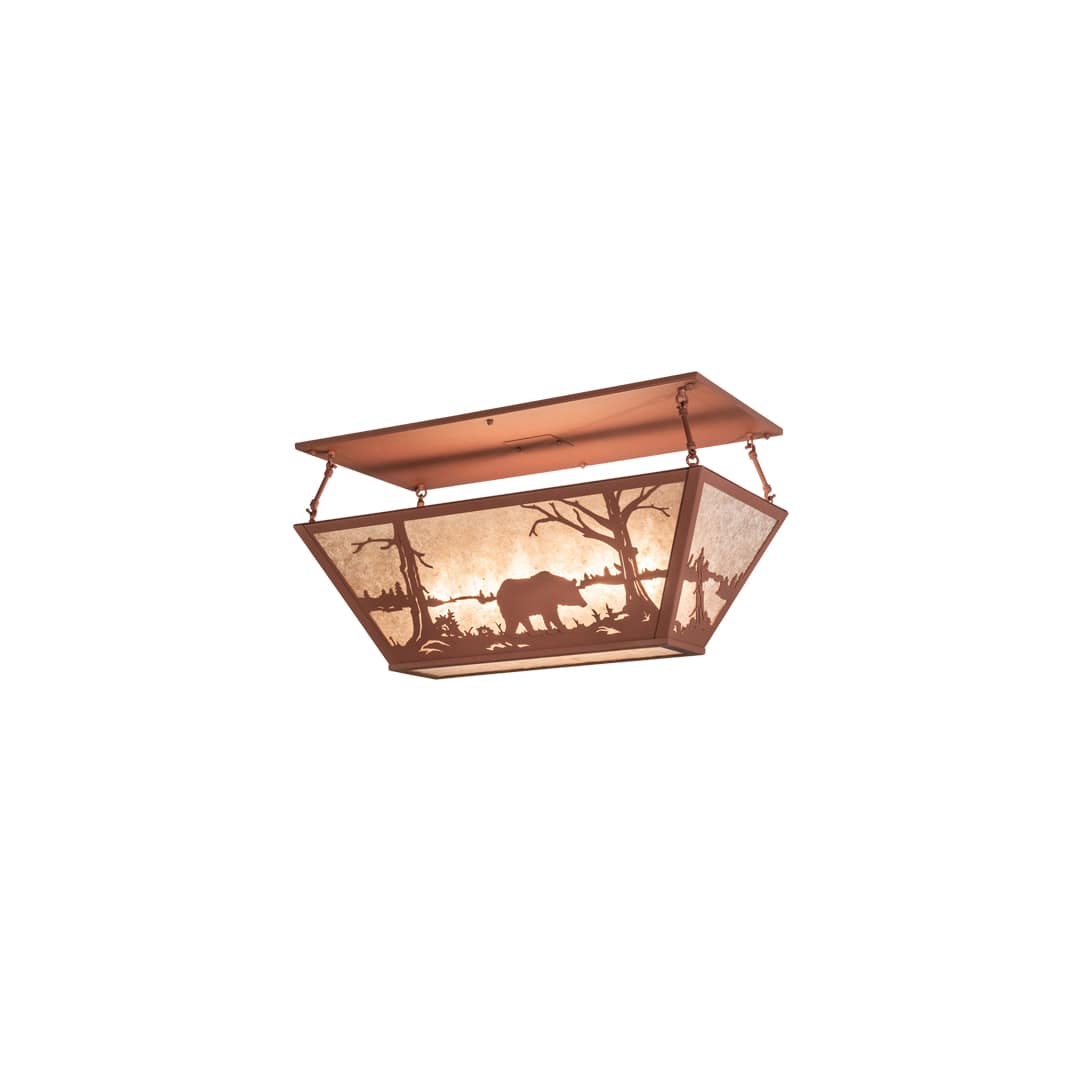 Bear at Lake 6 Light 33" Wide Semi-Flush Linear Ceiling Fixture