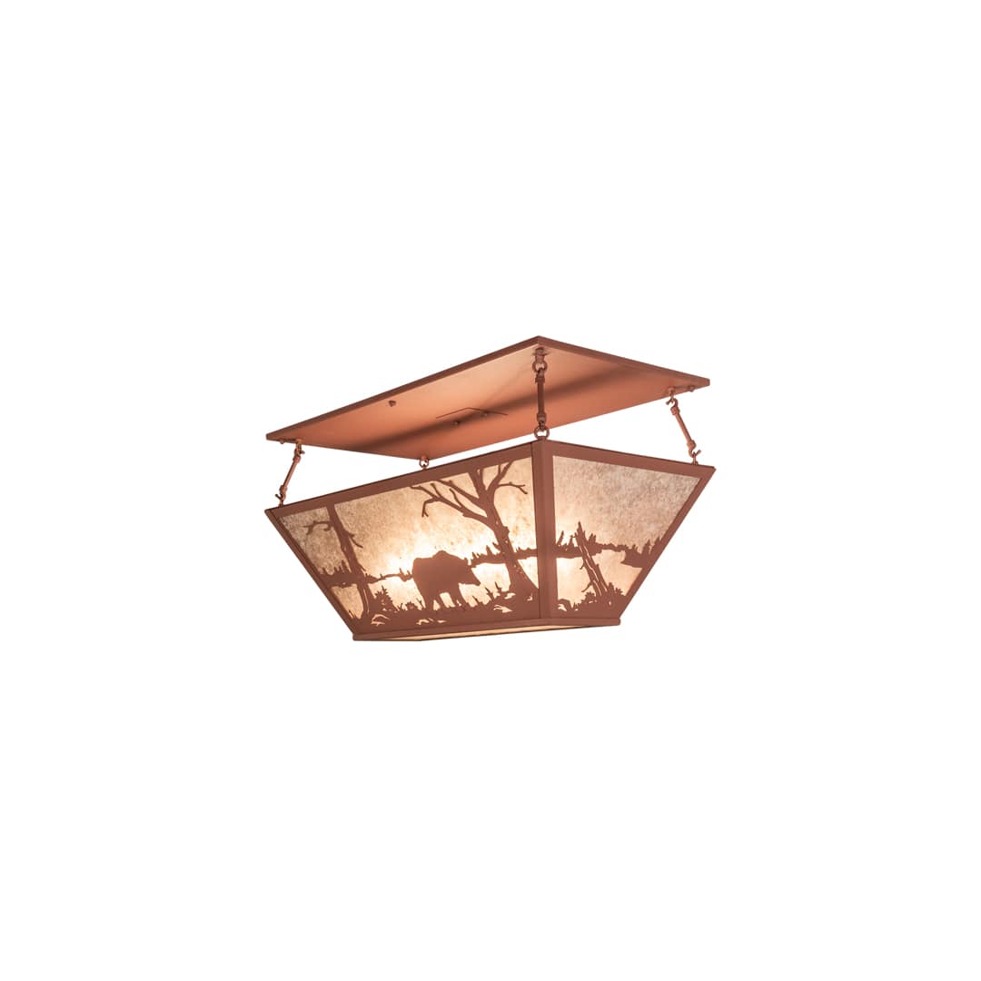 Bear at Lake 6 Light 33" Wide Semi-Flush Linear Ceiling Fixture