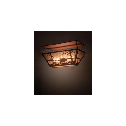 Bear at Lake 6 Light 33" Wide Semi-Flush Linear Ceiling Fixture