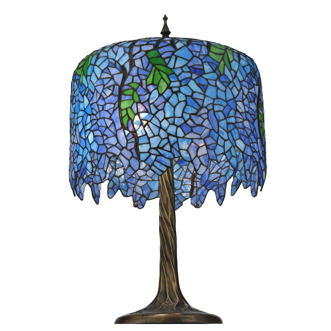 Tiffany Wisteria 2 Light 28" Tall Hand-Crafted Table Lamp with Stained Glass