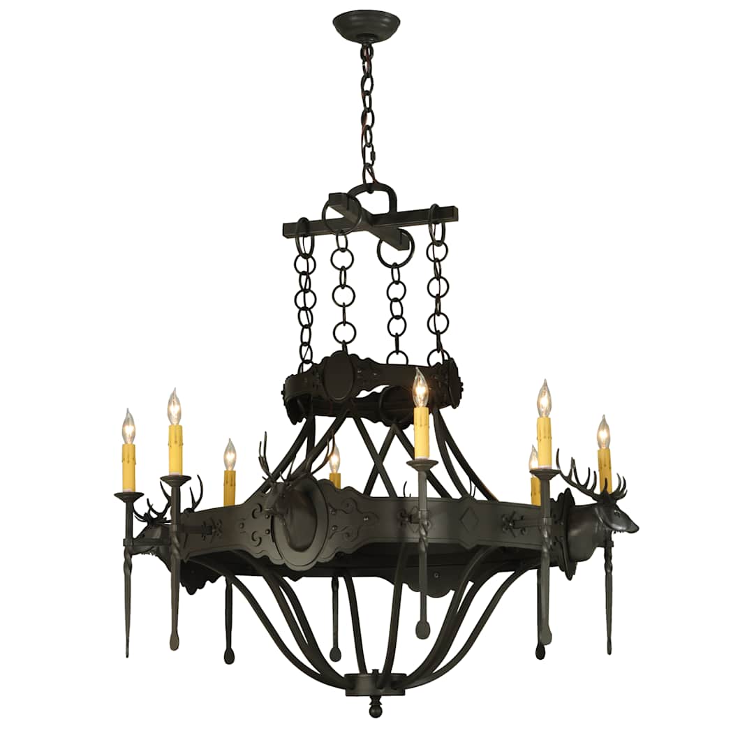 40" W Stag 8 Light Chandelier