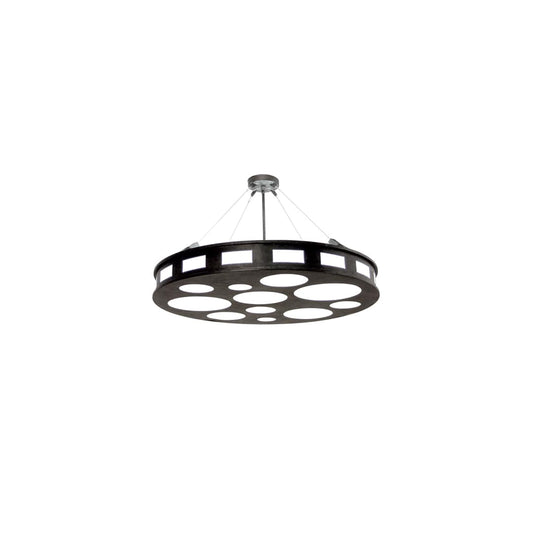 Geo 12 Light 42" Wide Semi-Flush Drum Ceiling Fixture with White Shade - Blackwash Finish