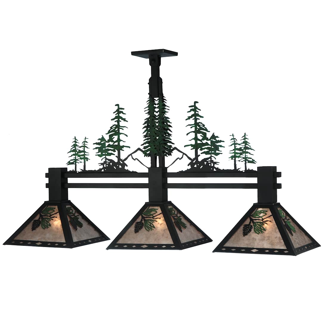45" L Winter Pine 3 Light Island Chandelier
