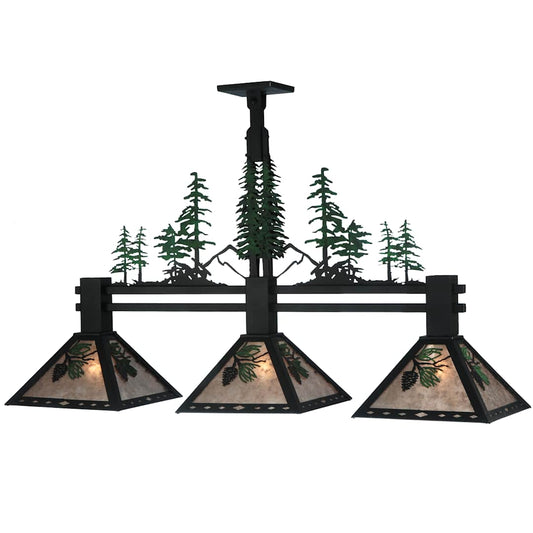 45" L Winter Pine 3 Light Island Chandelier