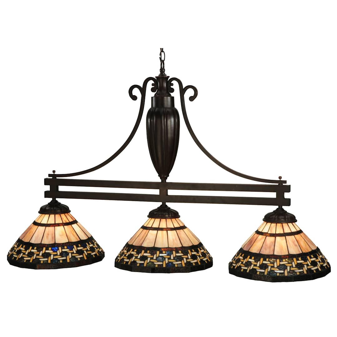 Ilona 3 Light 48" Wide Hand-Crafted Stained Glass Chandelier