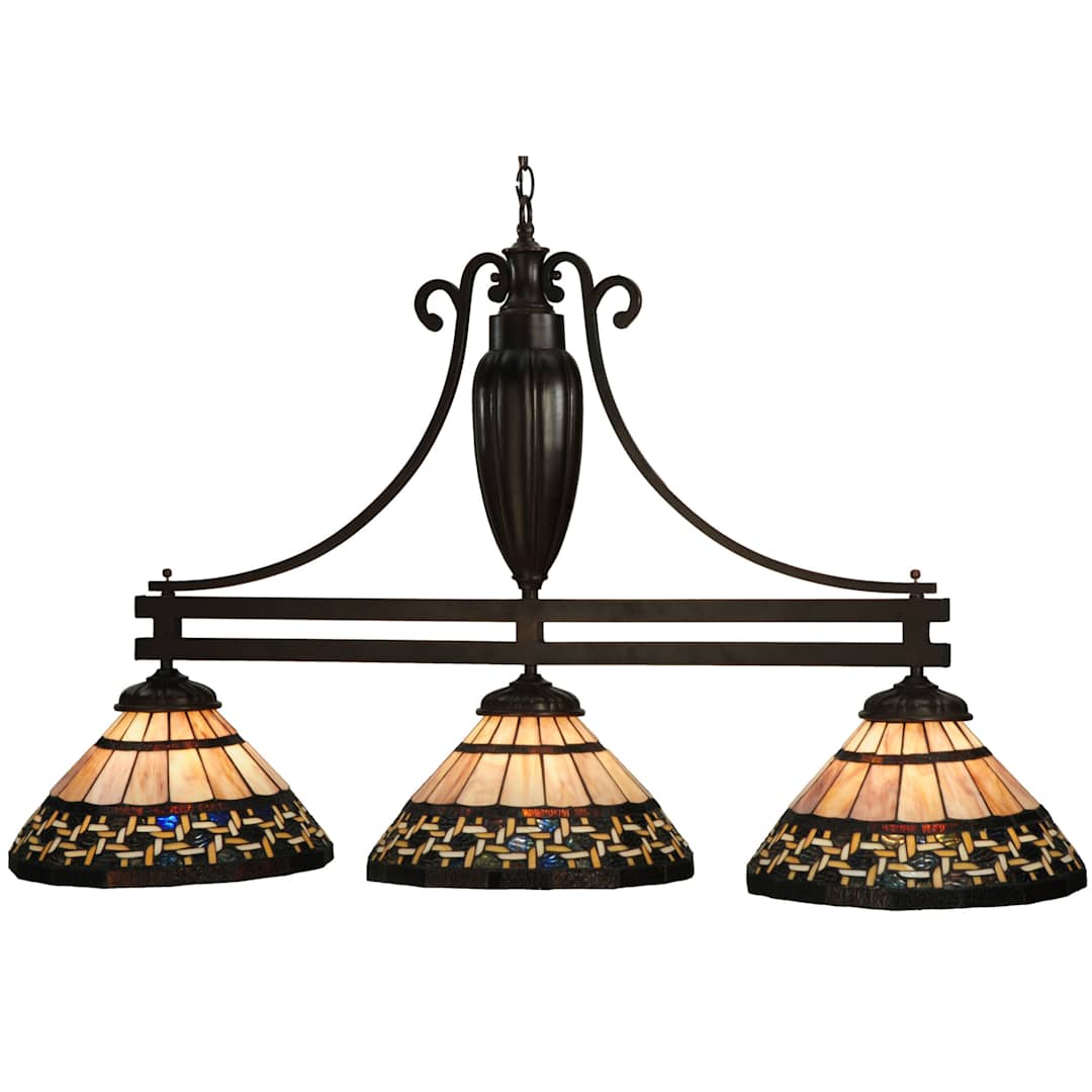 Ilona 3 Light 48" Wide Hand-Crafted Stained Glass Chandelier