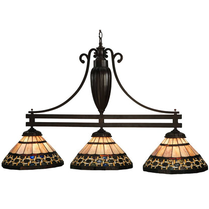 Ilona 3 Light 48" Wide Hand-Crafted Stained Glass Chandelier