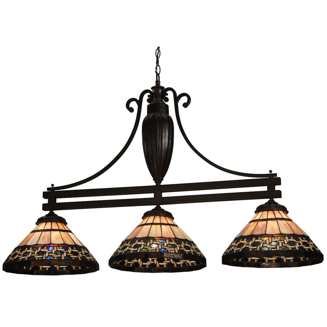 Ilona 3 Light 48" Wide Hand-Crafted Stained Glass Chandelier