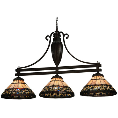 Ilona 3 Light 48" Wide Hand-Crafted Stained Glass Chandelier