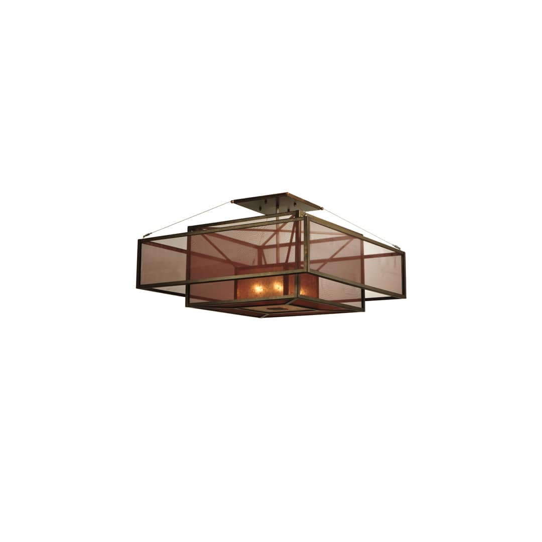 Quadrato Umador 4 Light 51" Wide Semi-Flush Square Ceiling Fixture - Gilded Tobacco Finish