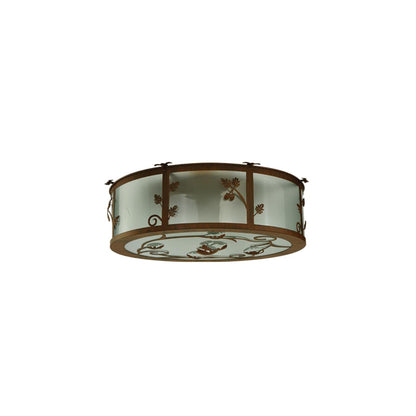 Oak Leaf and Acorn 4 Light 30" Wide Flush Mount Drum Ceiling Fixture