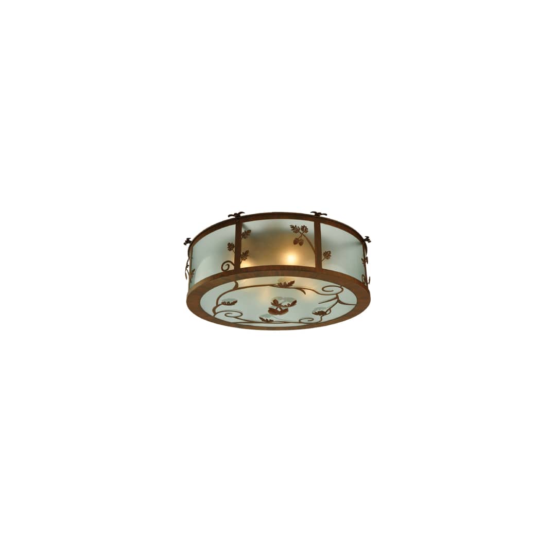 Oak Leaf and Acorn 4 Light 30" Wide Flush Mount Drum Ceiling Fixture