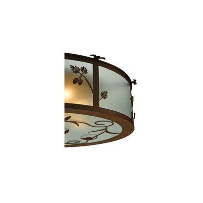 Oak Leaf and Acorn 4 Light 30" Wide Flush Mount Drum Ceiling Fixture