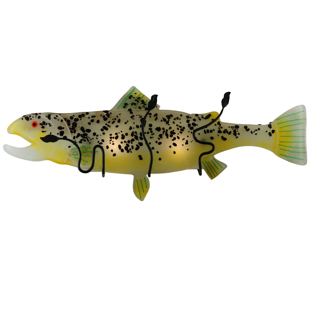 29.5" W Brown Trout Fused Glass Wall Sconce