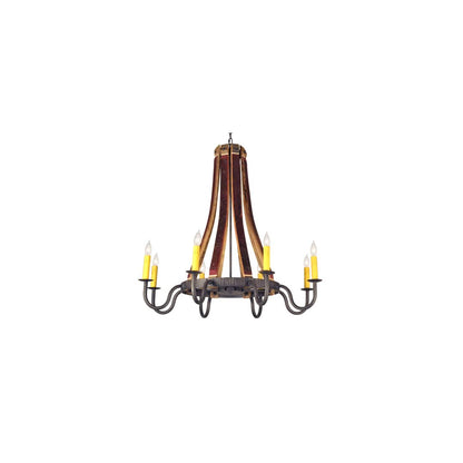 Barrel Stave Madera 8 Light 44" Wide Taper Candle Style Chandelier