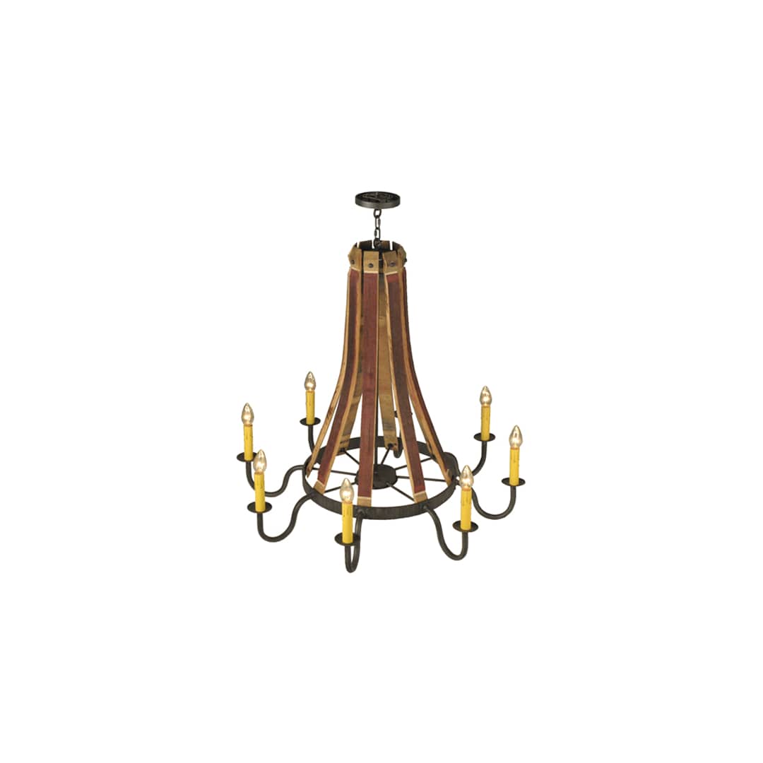 Barrel Stave Madera 8 Light 44" Wide Taper Candle Style Chandelier