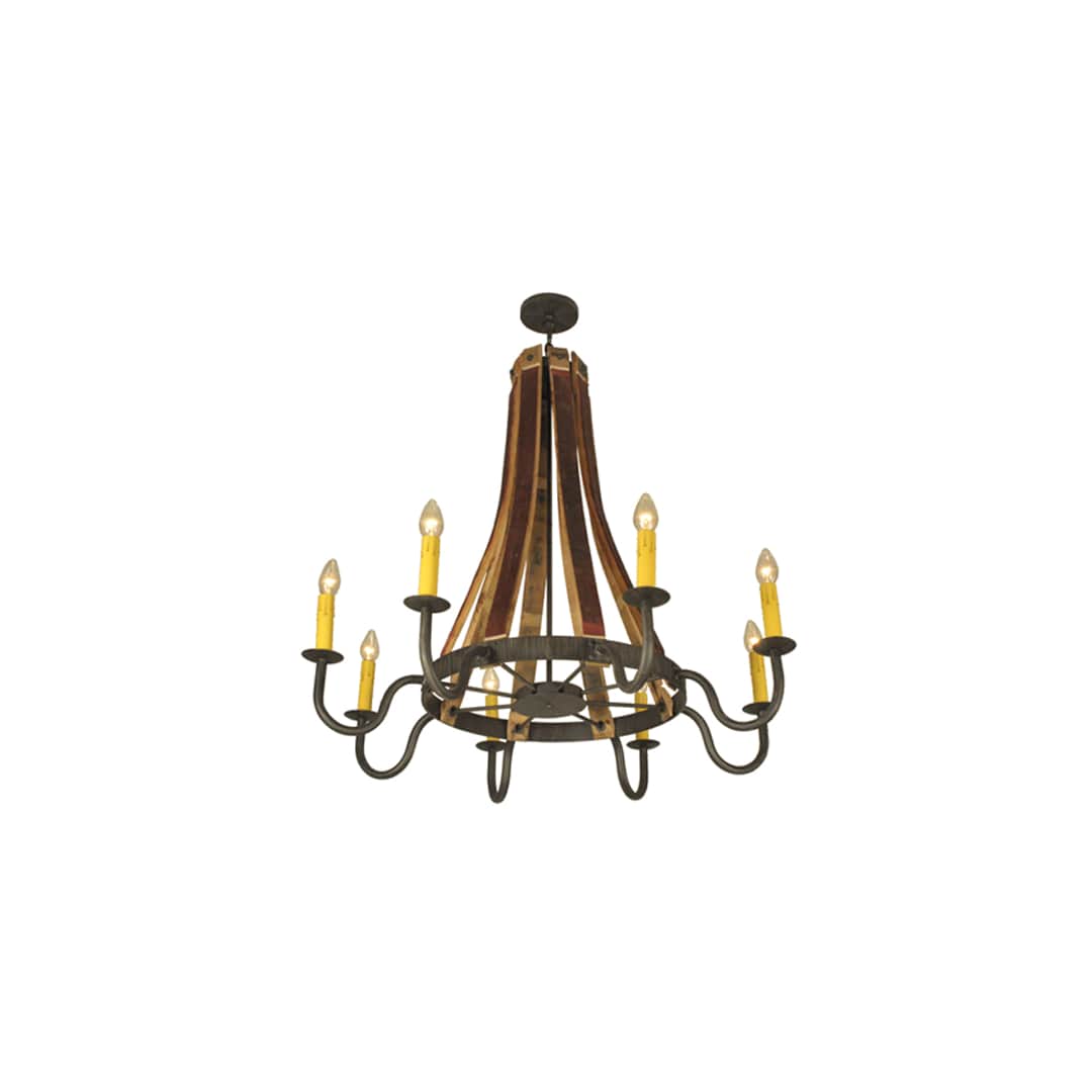 Barrel Stave Madera 8 Light 44" Wide Taper Candle Style Chandelier