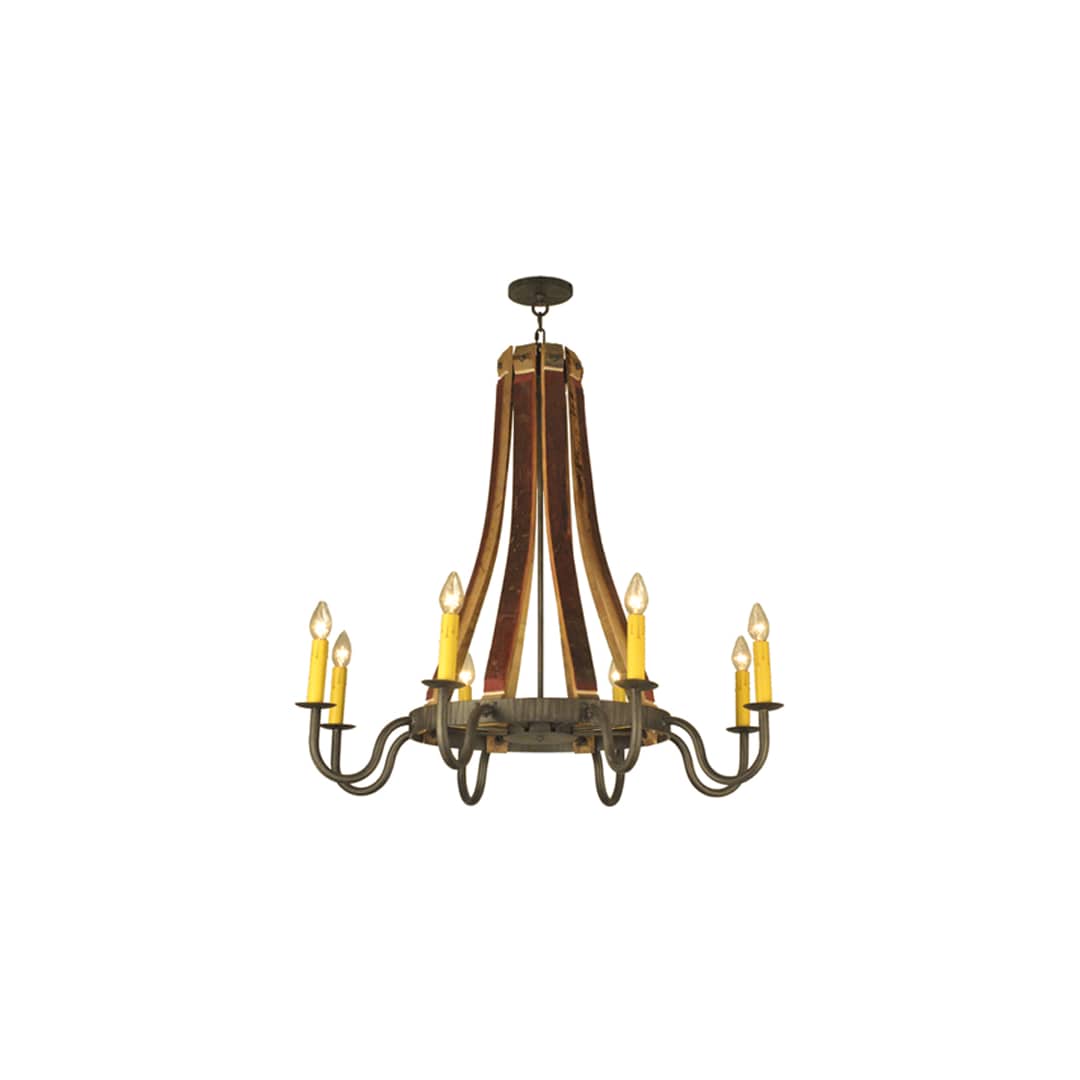 Barrel Stave Madera 8 Light 44" Wide Taper Candle Style Chandelier