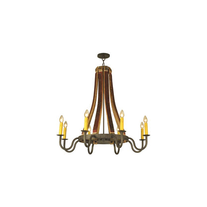 Barrel Stave Madera 8 Light 44" Wide Taper Candle Style Chandelier