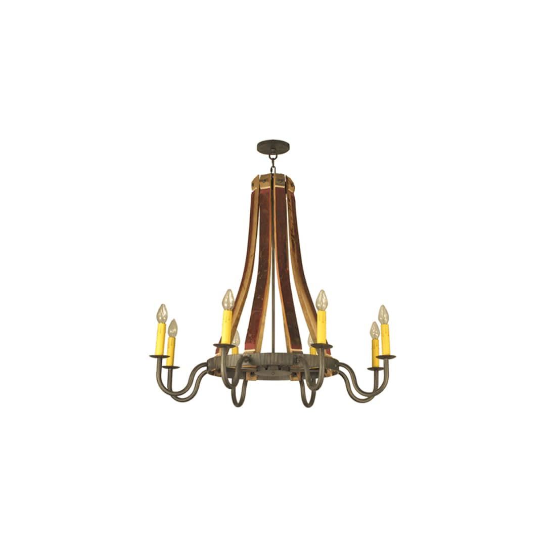 Barrel Stave Madera 8 Light 44" Wide Taper Candle Style Chandelier