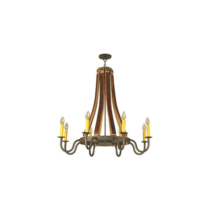 Barrel Stave Madera 8 Light 44" Wide Taper Candle Style Chandelier