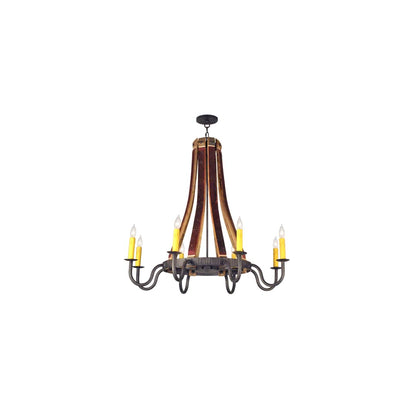 Barrel Stave Madera 8 Light 44" Wide Taper Candle Style Chandelier