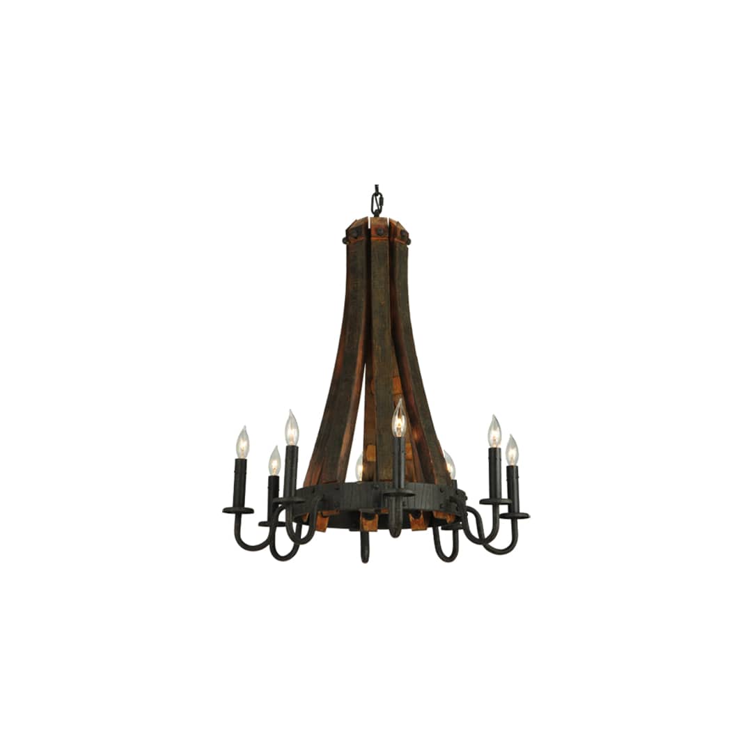 Barrel Stave Madera 8 Light 24" Wide Taper Candle Style Chandelier