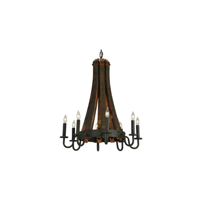 Barrel Stave Madera 8 Light 24" Wide Taper Candle Style Chandelier