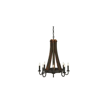 Barrel Stave Madera 8 Light 24" Wide Taper Candle Style Chandelier