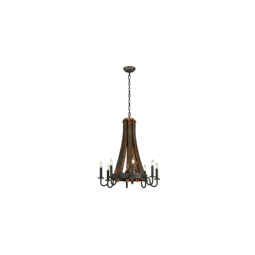 Barrel Stave Madera 8 Light 24" Wide Taper Candle Style Chandelier