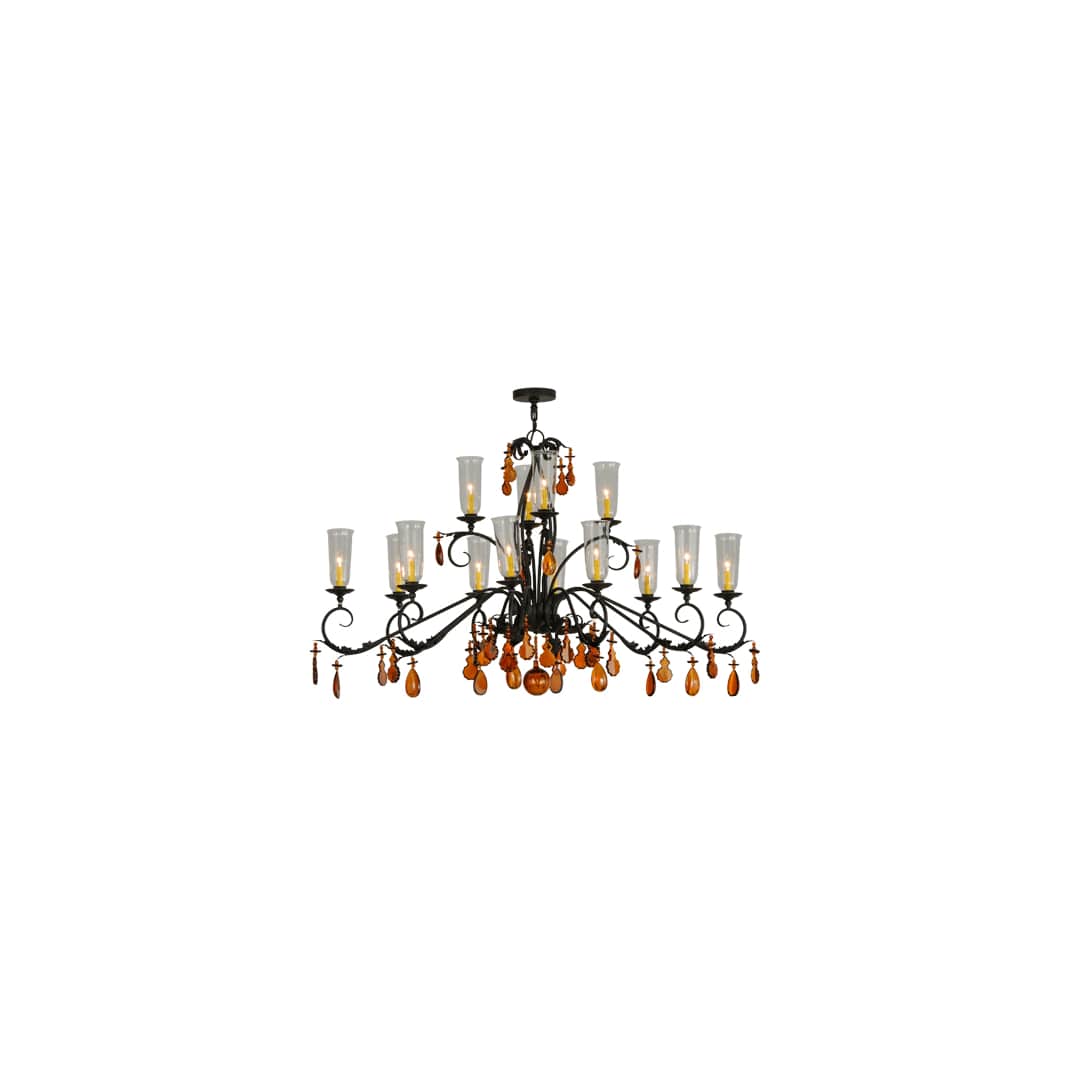 Windsor 14 Light 38" Wide Crystal Candle Style Chandelier - Chestnut Finish