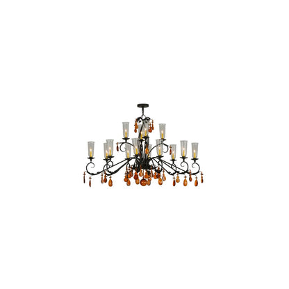 Windsor 14 Light 38" Wide Crystal Candle Style Chandelier - Chestnut Finish