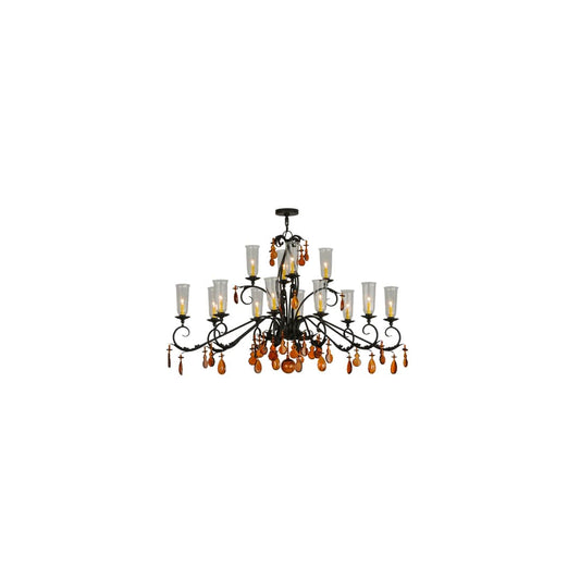 Windsor 14 Light 38" Wide Crystal Candle Style Chandelier - Chestnut Finish