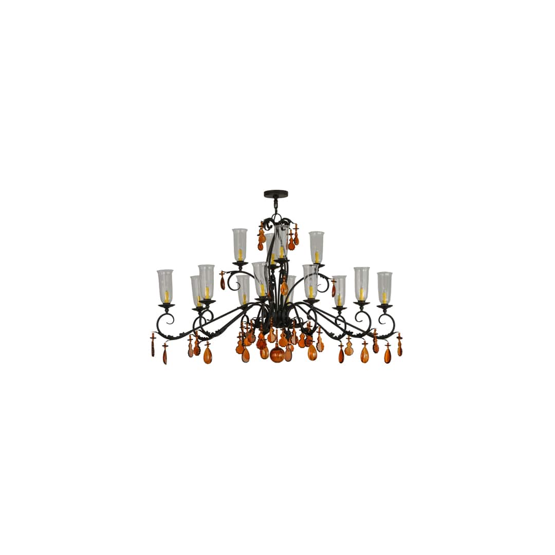Windsor 14 Light 38" Wide Crystal Candle Style Chandelier - Chestnut Finish
