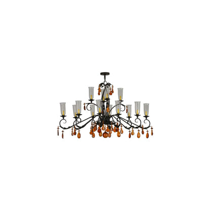 Windsor 14 Light 38" Wide Crystal Candle Style Chandelier - Chestnut Finish