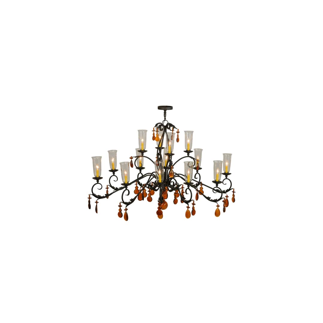 Windsor 14 Light 38" Wide Crystal Candle Style Chandelier - Chestnut Finish