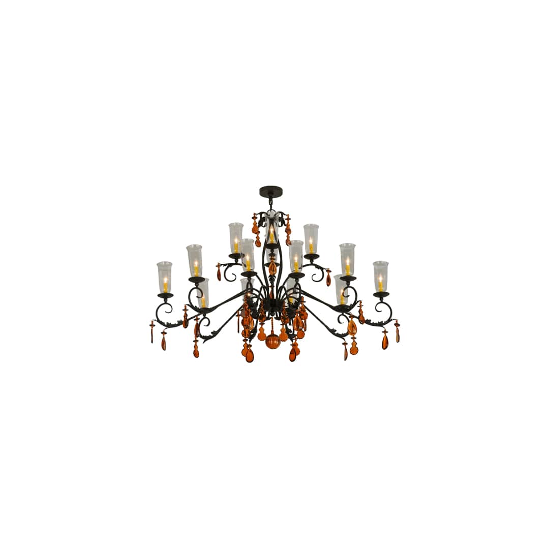 Windsor 14 Light 38" Wide Crystal Candle Style Chandelier - Chestnut Finish