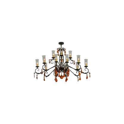 Windsor 14 Light 38" Wide Crystal Candle Style Chandelier - Chestnut Finish