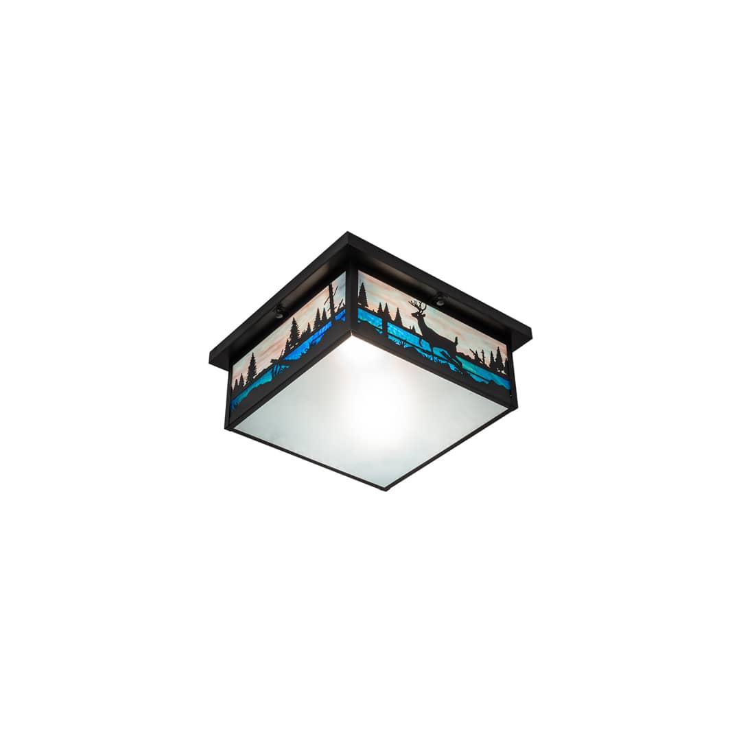 Deer Creek 2 Light 23" Wide Flush Mount Square Ceiling Fixture - Craftsman Brown Finish