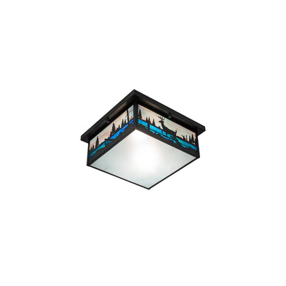 Deer Creek 2 Light 23" Wide Flush Mount Square Ceiling Fixture - Craftsman Brown Finish