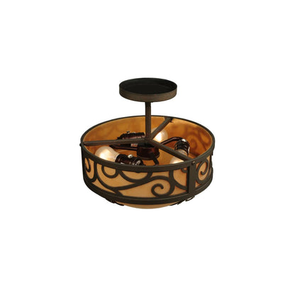 Lilliana 3 Light 12" Wide Semi-Flush Bowl Ceiling Fixture - Gilded Tobacco Finish